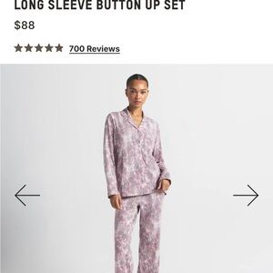 SKIMS Pink Long Sleeve Button Up Set